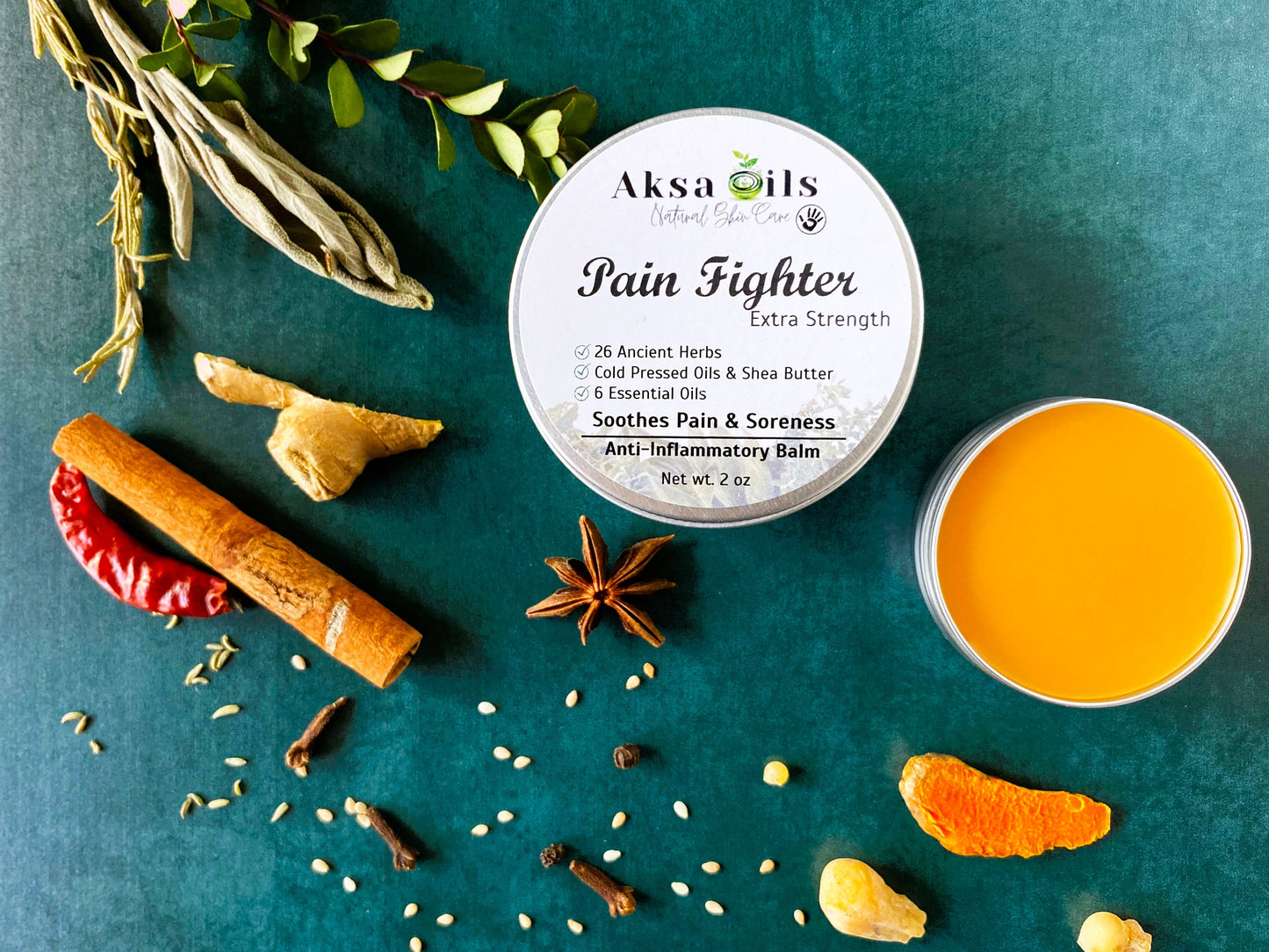 Natural Balm for Chronic Pain, Extra Strength Pain Reliever for Arthritis, Sciatica, Joints, Neck & Muscles, Soothing Oils and Organic Herbs - AksaOils 